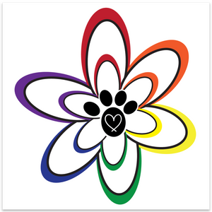 Rainbow Daisy Paw 6x6 Sticker