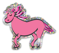 Pink Pony glitter sticker