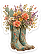 turquoise boots in bloom DIECUT magnet