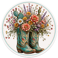 turquoise boots in bloom CIRCLE magnet