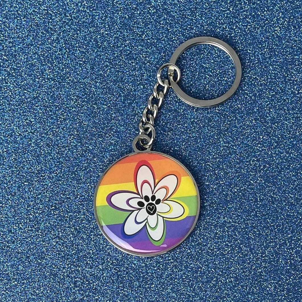 Rainbow Paw Keychain - metal
