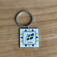 Sweden Flag Square Enamel Keychain | 3 pack
