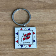 Norway Flag Square Hard Enamel Keychain | 3 pack