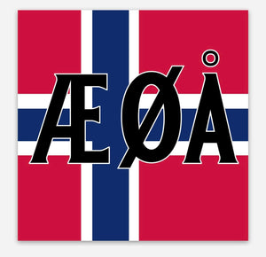 Æ Ø Å letters and flag 3x3 Sticker