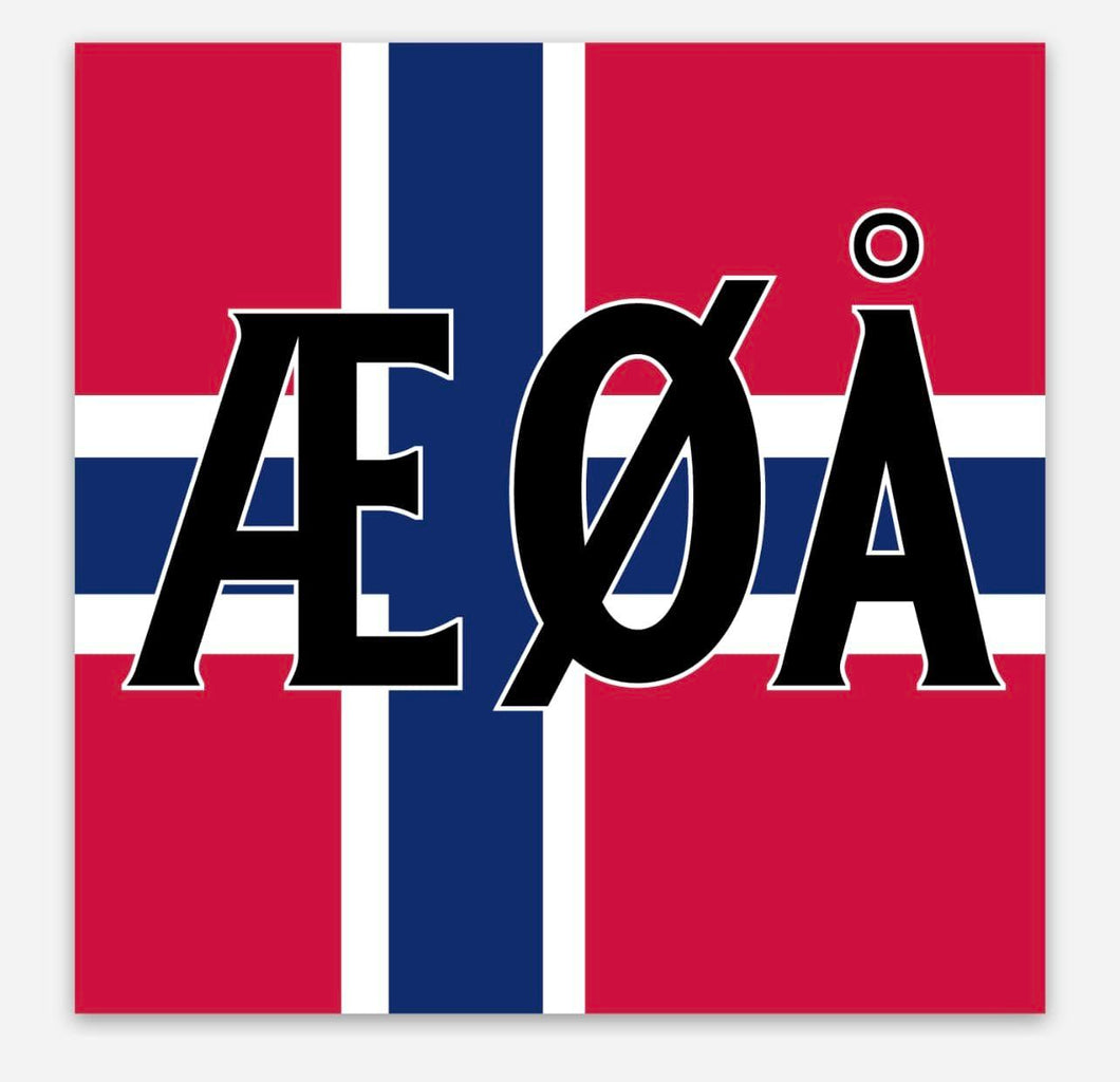 Æ Ø Å letters and flag 3x3 Sticker