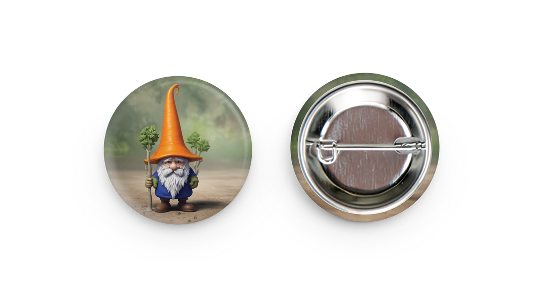 Garden Gnome Carrot Button