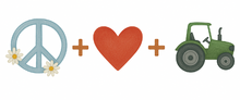 BLUE Peace Love TRACTOR Sticker