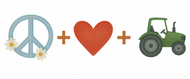 BLUE Peace Love TRACTOR Sticker