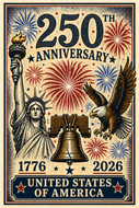 rectangle 250th Anniversary USA magnet