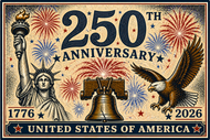 rect L 250th Anniversary USA magnet