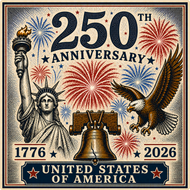 square 250th Anniversary USA MAGNET