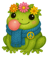 Hippie Bubble Gum Scarf Frog sticker