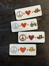 BLUE Peace Love Hat Sticker