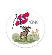 Moose Norway Flag 3x3 Sticker
