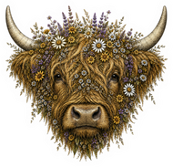 Highland Cow Wildflower BROWN magnet