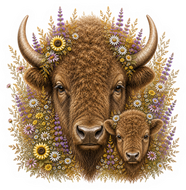 Prairie Buffalo & Calf Wildflower Magnet