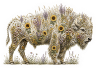 Buffalo Wildflowers WHITE magnet