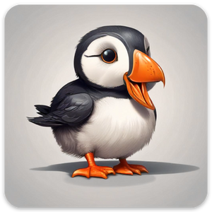 Cartoon Puffin Sticker - Sq