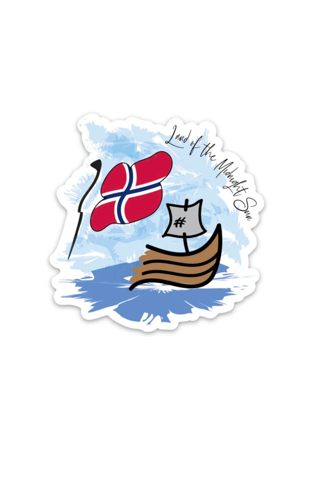 Viking Ship and Norway Flag 3x3 Sticker