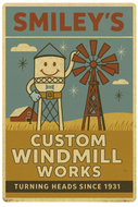 Smiley Windmill Works Sign Sticker