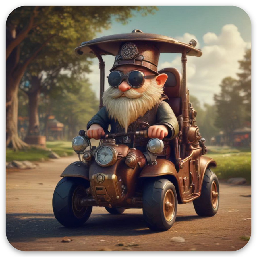 Steampunk Gnome Golf Cart | 3x3